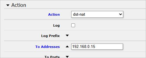 Пример настройки проброса SSH для Mikrotik (Action) Пример настройки проброса SSH для Mikrotik (Action)